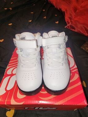Fila Kids White High-Top Sneakers with Black Sole